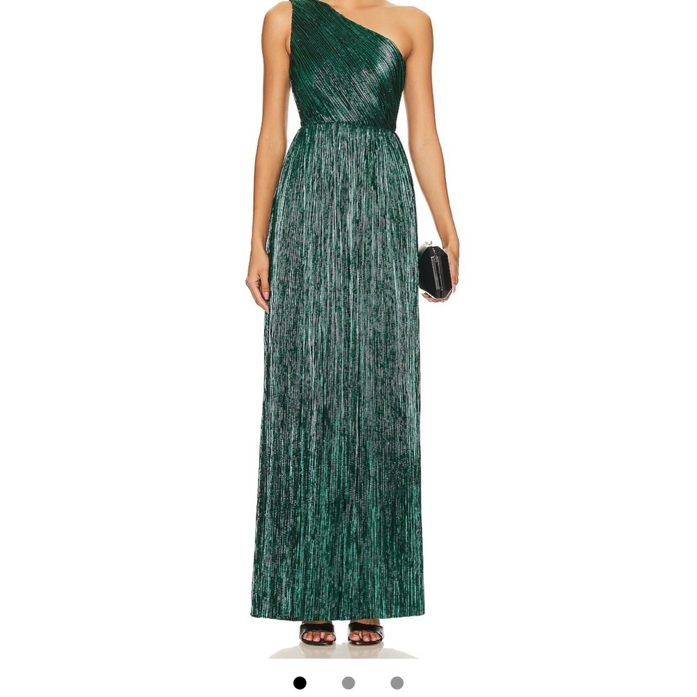 House of Harlow 1960 Green Asymmetrical Pleated Dress